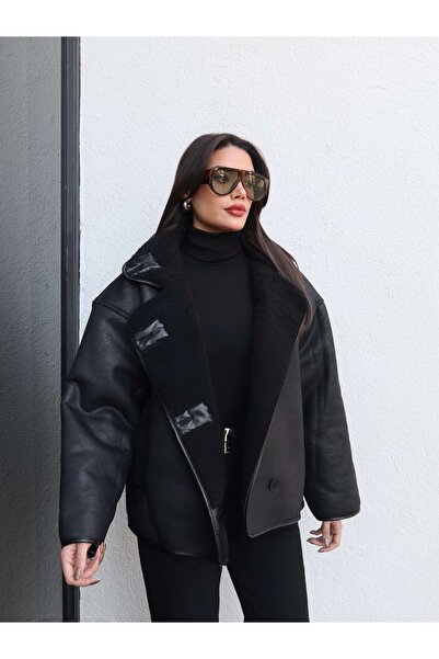 ESRAHELVACI Черно суедно яке с копчета