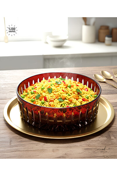 Akden Kristal Crystal Cutting Decor Handworked Colorful Glass Bowl