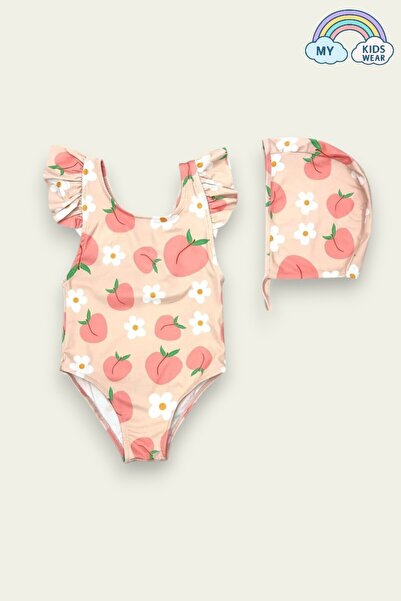 My Kids Wear Sırttan Çapraz Fırfır Detaylı Boneli Kız Çocuk Mayo