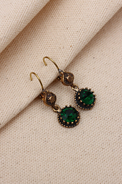 Süspüs Accessories YEŞİL TAŞLI SALLANTILI OTANTİK KÜPE