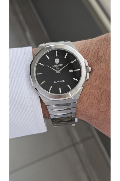 Raymond Rym-611505M Slim Men's Watch - Steel Case and Strap - 2 Years Warranty Ss-Bk