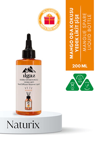 ILGAZ Mango Bambu Yedek Likit Bambu Oda Kokusu Yedek Şişe Mango Çubuklu Oda K...