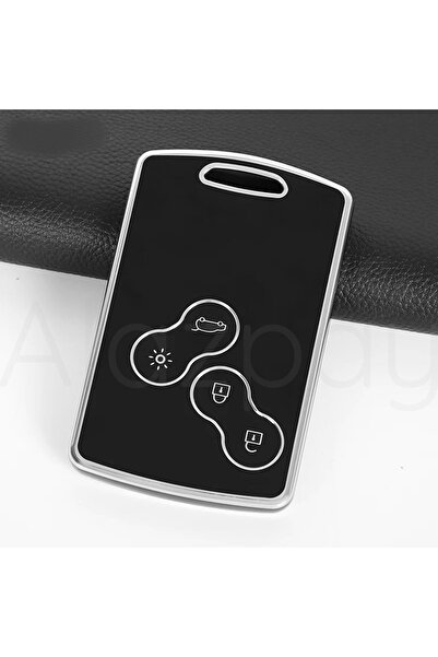 Alazpay غطاء حماية لمفتاح رينو كليو ميجان كابتور كوليوس فلونس لاجونا (أسود فضي - قطعة واحدة)