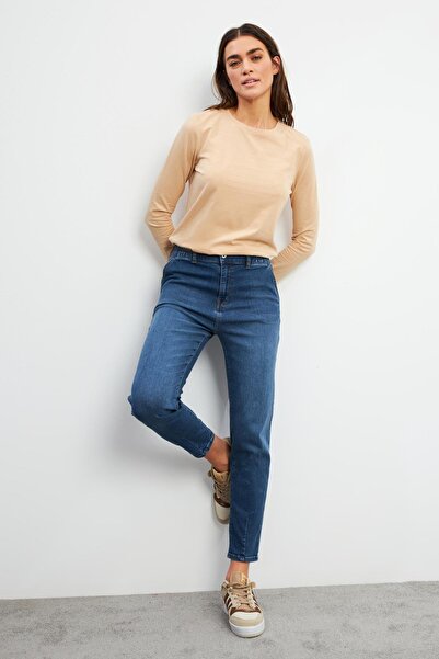 VENA Pantaloni de jeans cu talie elastică Norah albastru închis (TENCEL)(TM) - ALBASTRU ÎNCHIS