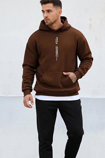 UNCİA OUTDOORS سويت شيرت مطبوع بقلنسوة كبير الحجم للجنسين