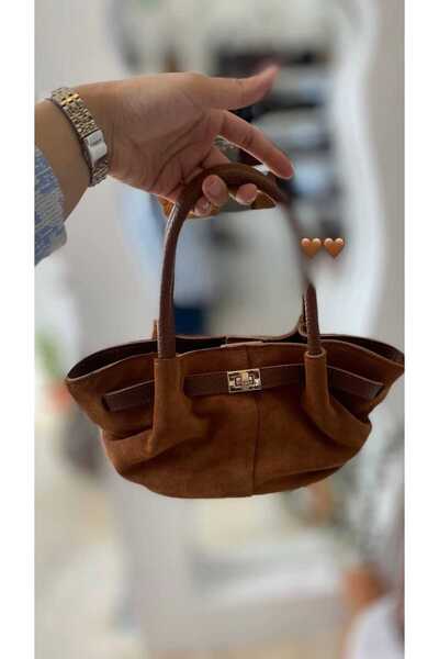 Zeynep Keskin Design HAKİKİ SÜET DERİ Kadın El ve Omuz Çantası mini boy