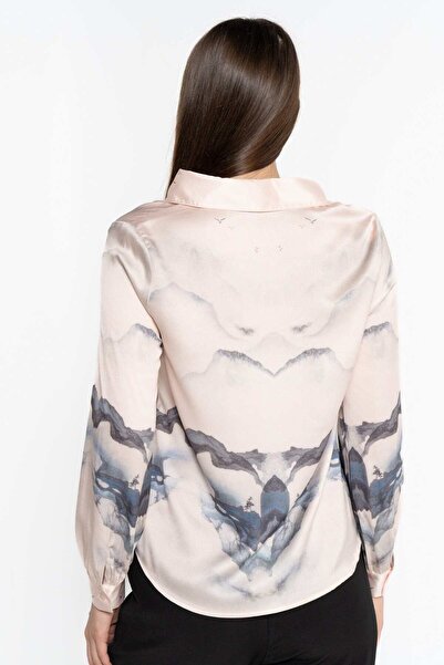 Nichii Women's Long Sleeve Striped Button-Up Shirt