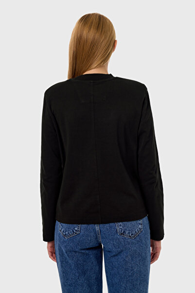 qanpaq Tumecy - Black Women's Embroidered Snap Padded Long Sleeve Basic