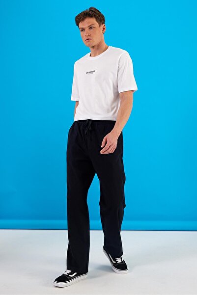 VENA Steve Straight Leg Textured Beach Pants-Μαύρο