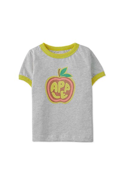 Gingersnaps Girls' Short Sleeve T-Shirt with Front Apple Print