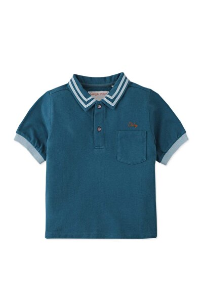 Gingersnaps Boys' Short Sleeve Blue Polo T-Shirt with Chest Pocket
