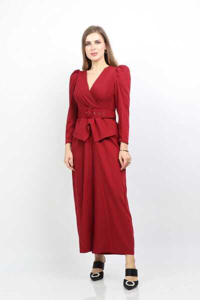 Nichii Solid V-Neck Long Sleeve Jumpsuit