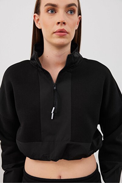 VENA Φούτερ Brenna ψηλός λαιμός επένδυση fleece - Μαύρο