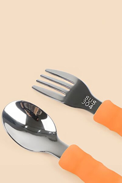 Chavin 304 Çelik Turuncu Bebek Kaşık ve Çatal Set cin930tr