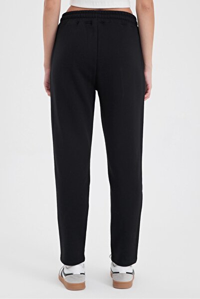 VENA Kadın Logo Baskılı Regular Fit Pamuklu Eşofman Altı-Siyah