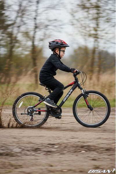 Bisan BUFFALO ERKEK ÇOCUK BİSİKLETİ 28CM V 20 JANT 18 VİTES MAT SİYAH KIRMIZI