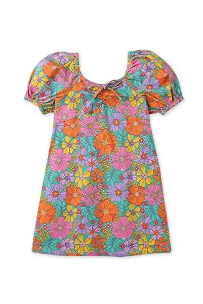 Gingersnaps Girls' Short Sleeve Floral Dress with Ruffle