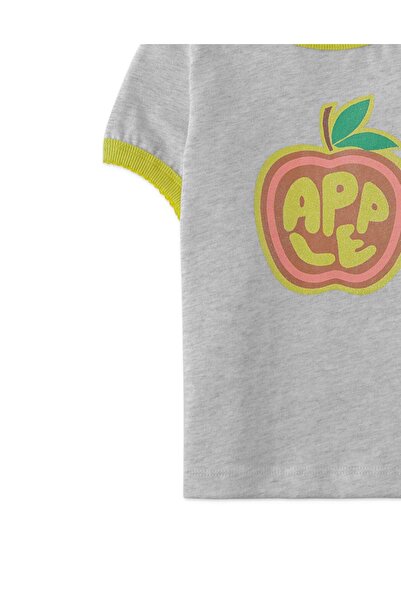 Gingersnaps Girls' Short Sleeve T-Shirt with Front Apple Print