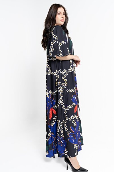 Nichii Women's Floral Long Dress with 3/4 Wide Sleeves