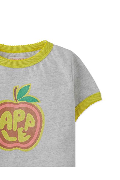 Gingersnaps Girls' Short Sleeve T-Shirt with Front Apple Print