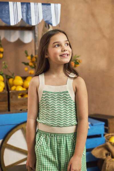 Gingersnaps بلوزة كاميسول مخططة مزينة بالدانتيل للبنات