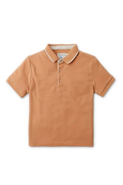 Gingersnaps Boys' Brown Plain Polo Shirt with Front Buttons and Collar