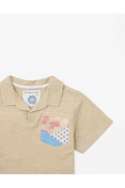Gingersnaps Boys' Short Sleeve T-Shirt with Side Pocket and Patterned Design
