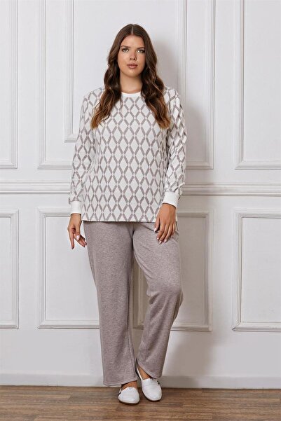FLZ Plus Size Oversized Long Sleeve Winter Pajama Set Dowry B09-123