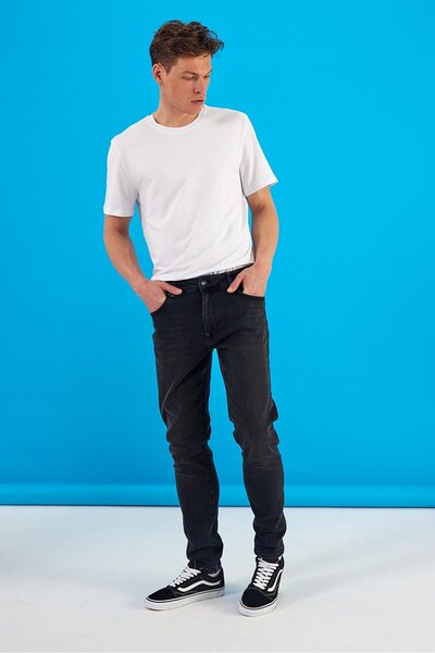 VENA Erkek Smith Black Tapered Fit Jean Pantolon - Black