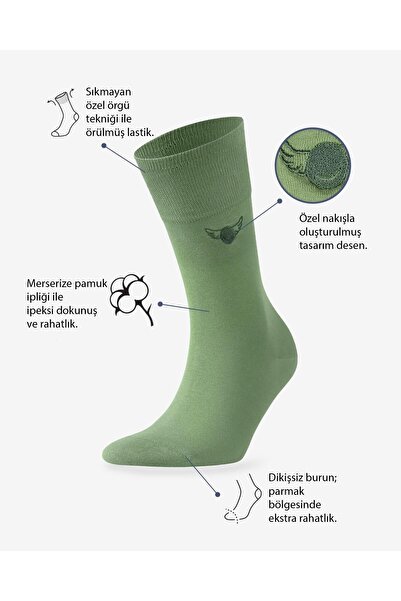 Colorcool Yeşil Renkli Düz Merserize Çorap