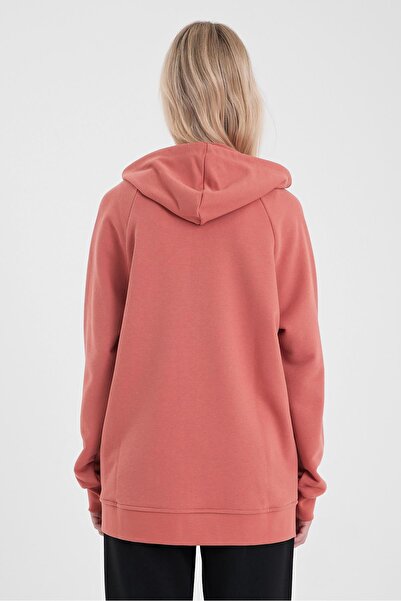 VENA Grace Hooded Zippered Regular Fit Basic Sweatshirt-Dried Rose