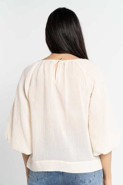 Nichii Solid Women's 3/4 Sleeve Blouse with Neckline