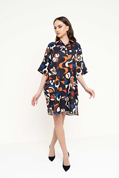 Nichii Women's Short Sleeve Long Printed Shirt