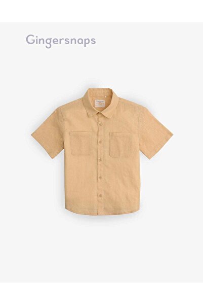 Gingersnaps Boys' Plain Shirt with Front Pockets, Short Sleeves