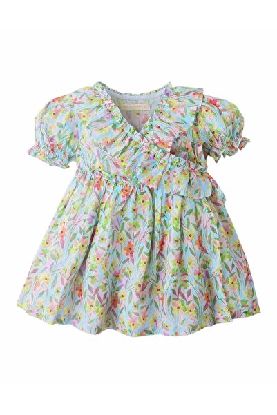 Gingersnaps Girls' Printed Baby Dress with Elastic Sleeves