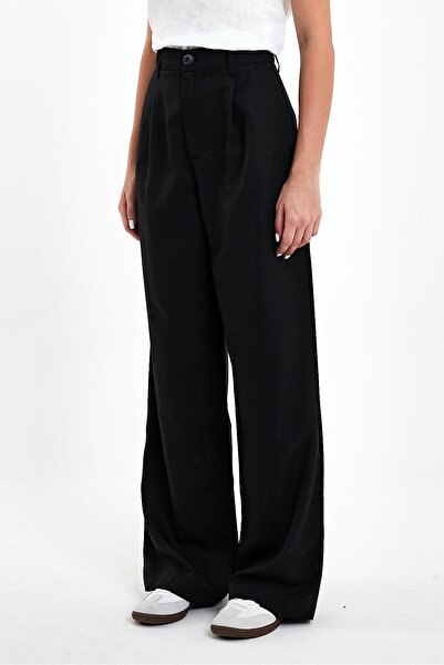 VENA Μαύρο ύφασμα Palazzo Wide Leg - Γυναικείο παντελόνι (Lyocell)