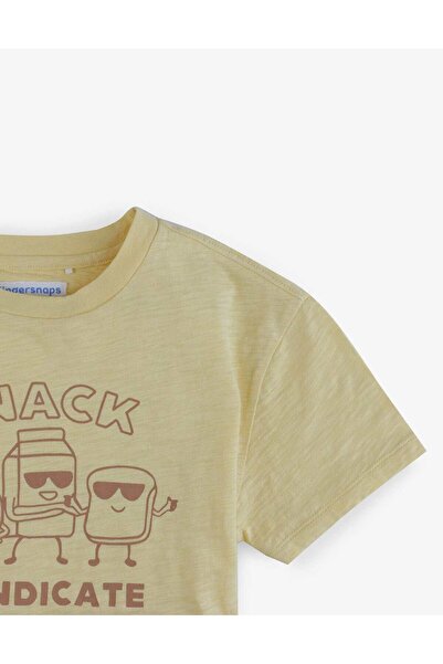 Gingersnaps Boys' Round Neck T-Shirt with Light Print on the Chest