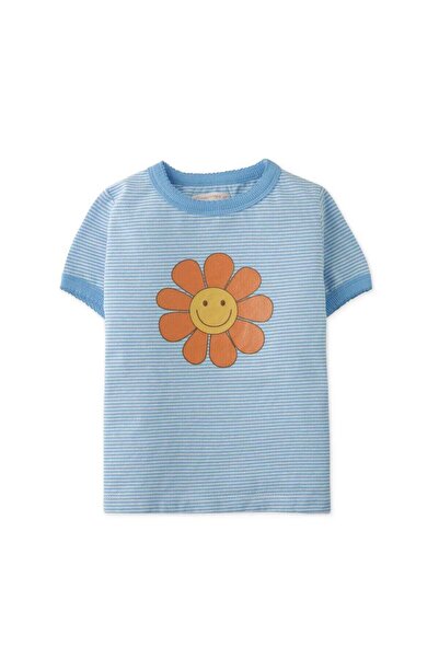 Gingersnaps Girls' Striped T-Shirt with Sunflower Print