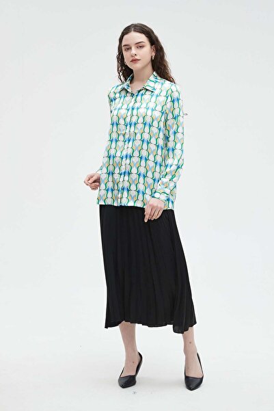 Nichii Women's Long Sleeve Color Printed Blouse