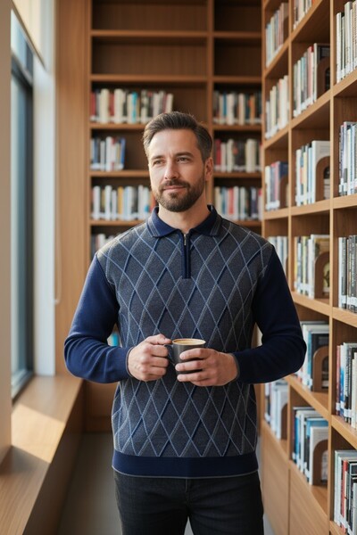 Kamalı Ανδρικό πλεκτό πουκάμισο με διαμάντι με γιακά με φερμουάρ Polo γιακά που δεν κολλάει Πλεκτό χειμωνιάτικο πουλόβερ Dad