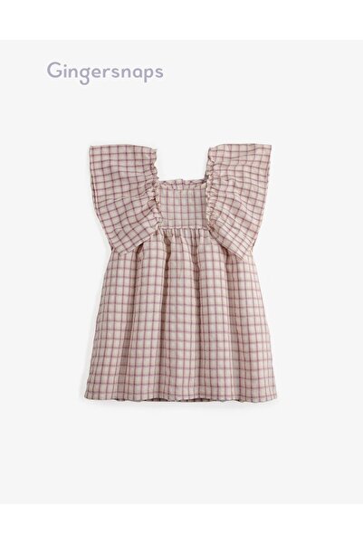 Gingersnaps Girls' Ruffled Sleeve Checkered Dress
