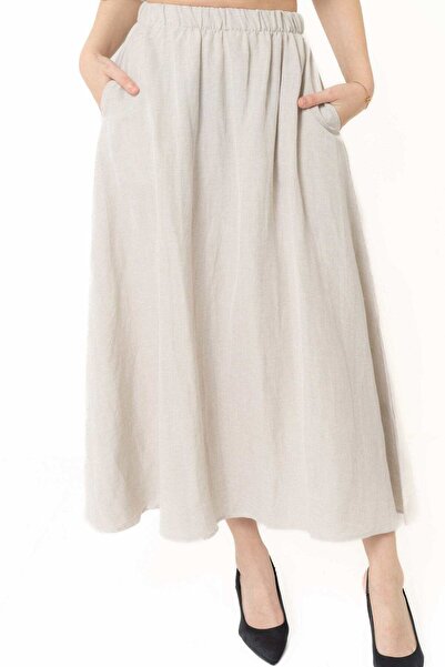 Yola تنورة ميدي فضفاضة سادة