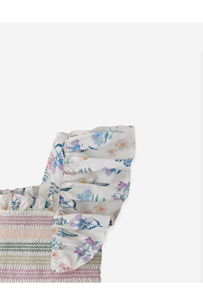 Gingersnaps Girls' Striped Top Dress with Flared Skirt and Puff Sleeves