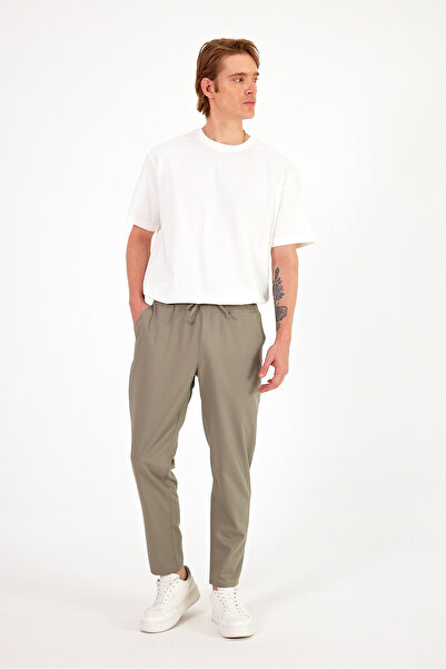 VENA Alfred Beli Lastikli Summer Gabardin Pantolon - HAKİ