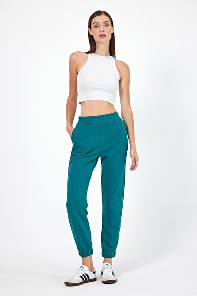 VENA Kadın Paçası Lastikli Regular Fit Basic Eşofman Altı-Orman