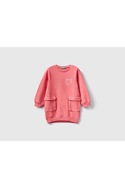 United Colors of Benetton فستان رياضي للأطفال بأكمام طويلة وجيوب جانبية
