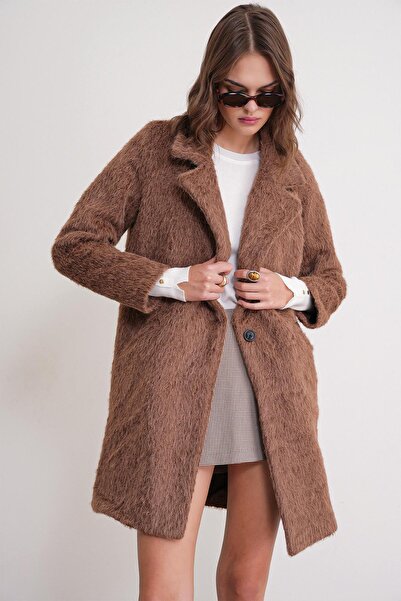 Mixray 4746 Γυναικείο μακρύ πουπουλένιο παλτό γαλακτοκαφέ