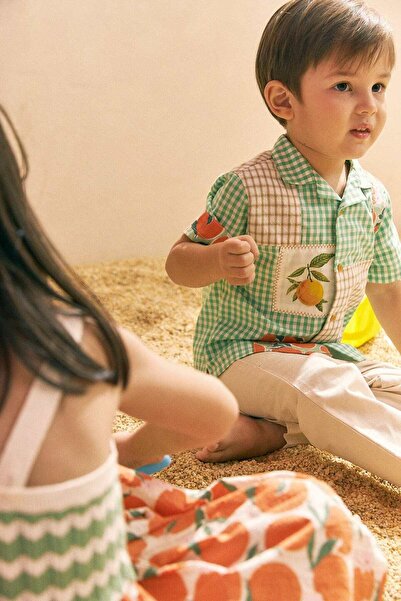 Gingersnaps Boys' Baby Polo Shirt with Front Buttons and Checkered Pattern