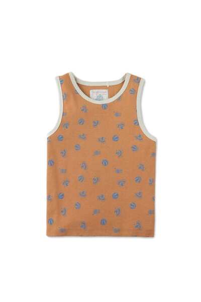 Gingersnaps Boys' Brown Sleeveless Printed T-Shirt