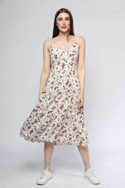 mica فستان ميدي بدون أكمام بطبعات زهور وأشرطة رفيعة